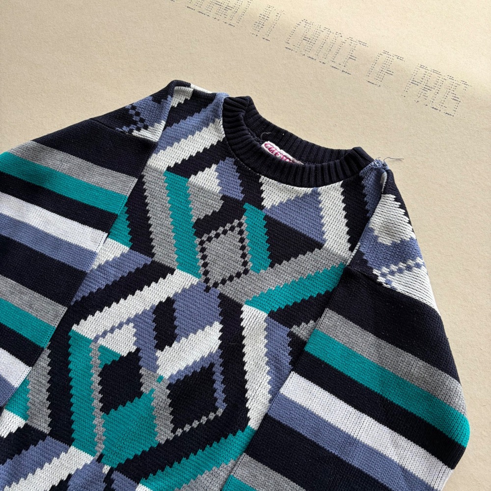 Vintage 90s Clifton Place Knits Ltd Geometric Sweater